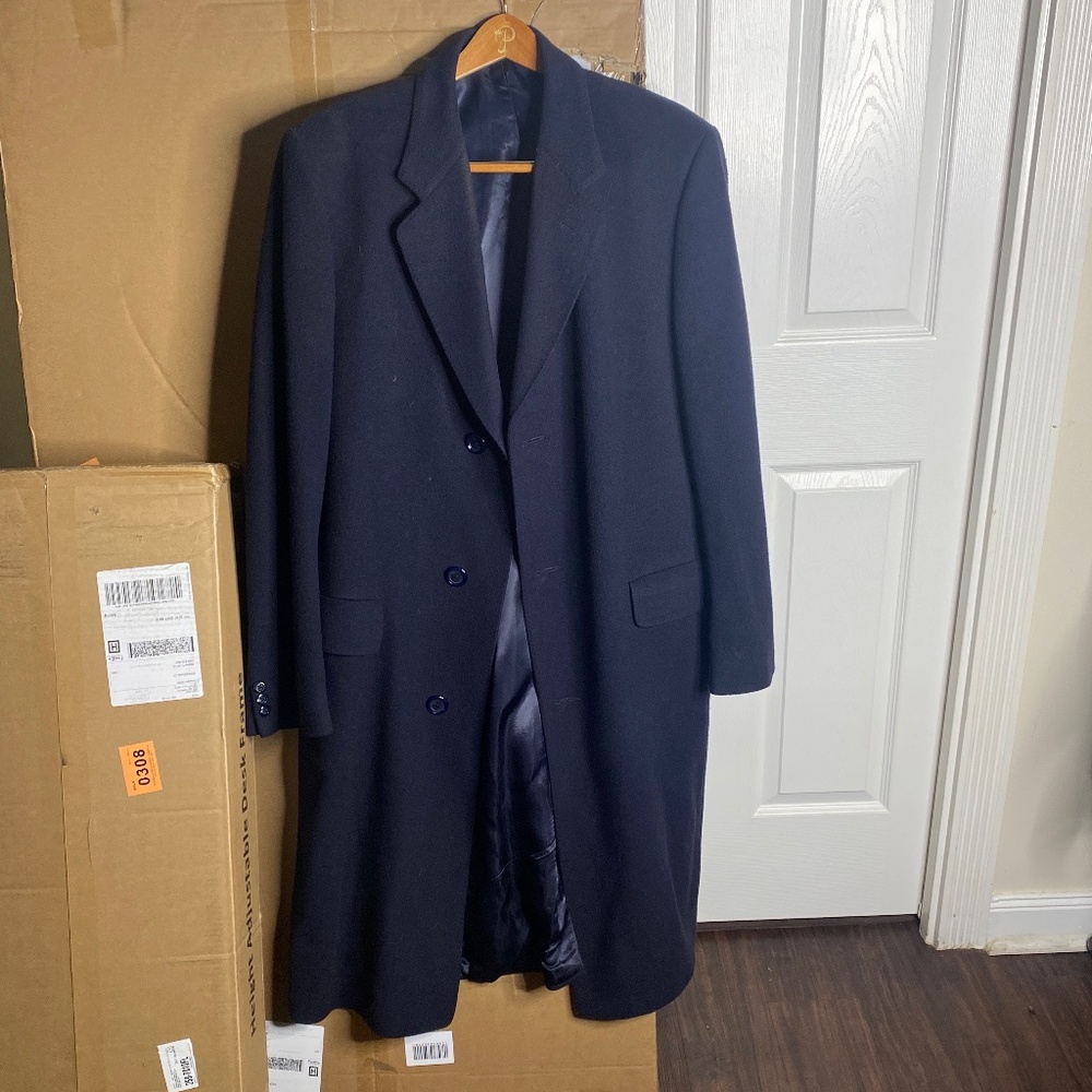 Vintage 100% cashmere with 100% viscose satin lining top coat